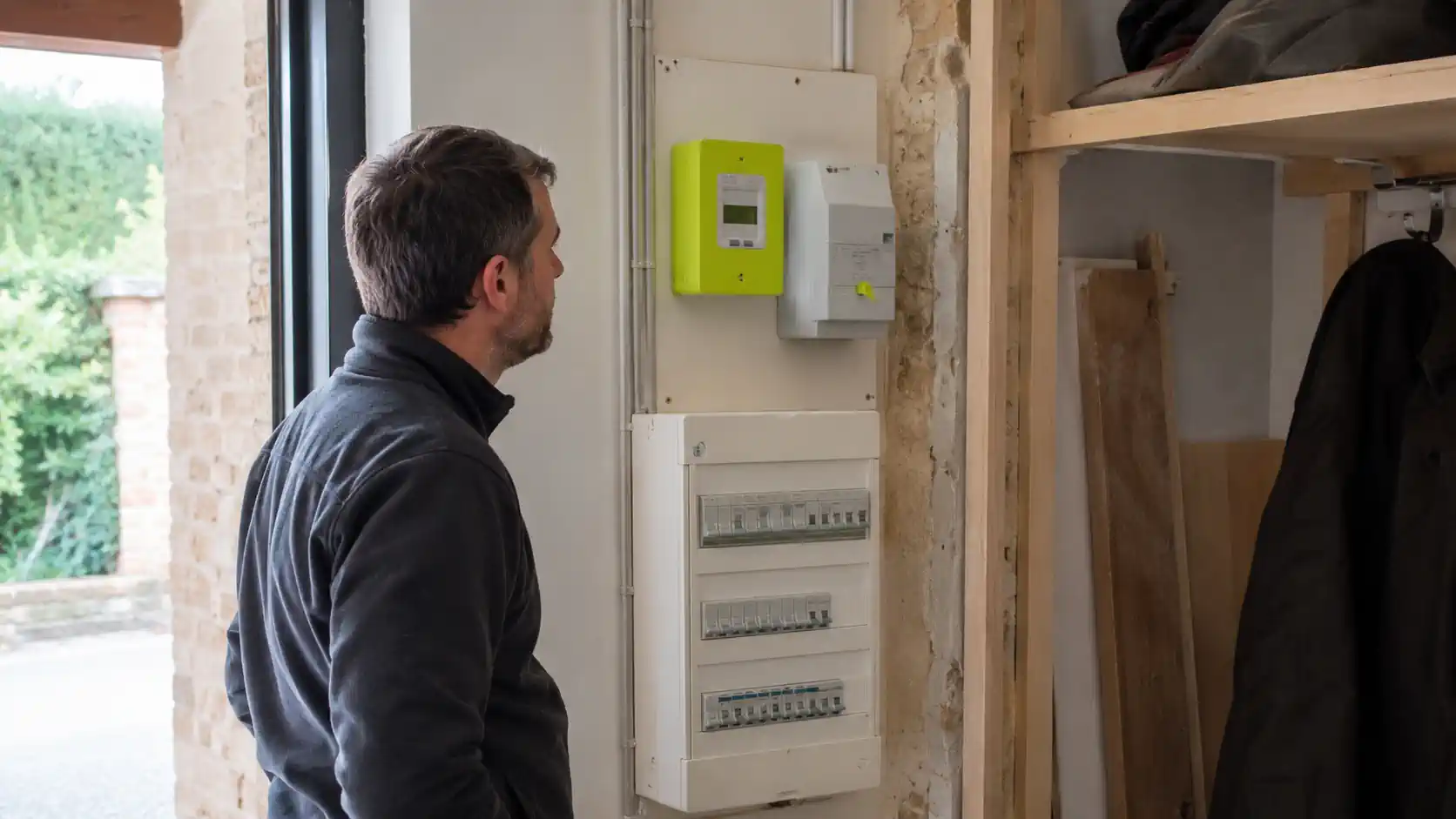 Compteur Linky et disjoncteur de branchement dans une maison