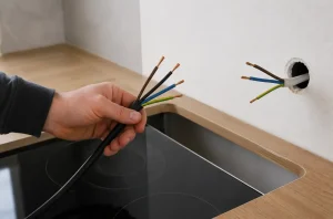 Câble à quatre fils face à une sortie murale à trois fils avant raccordement